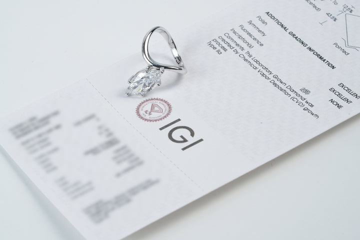 VICTORIA WHITEGOLD RING 3CT MARQUISE CUT LAB DIAMOND