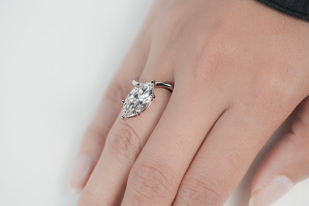 VICTORIA WHITEGOLD RING 3CT MARQUISE CUT LAB DIAMOND