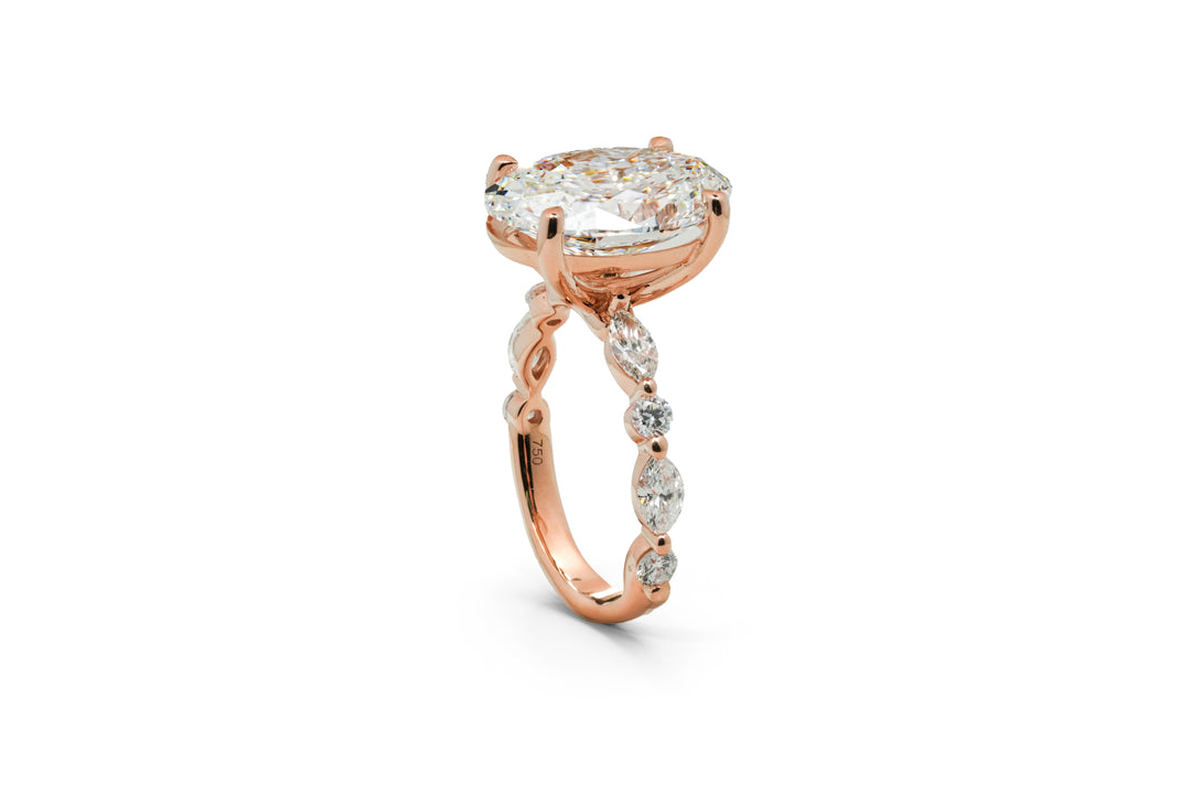 ISABELLA ROSEGOLD RING 5CT OVAL CUT LAB DIAMOND