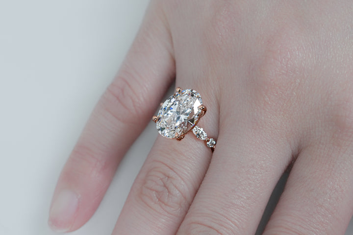 ISABELLA ROSEGOLD RING 5CT OVAL CUT LAB DIAMOND