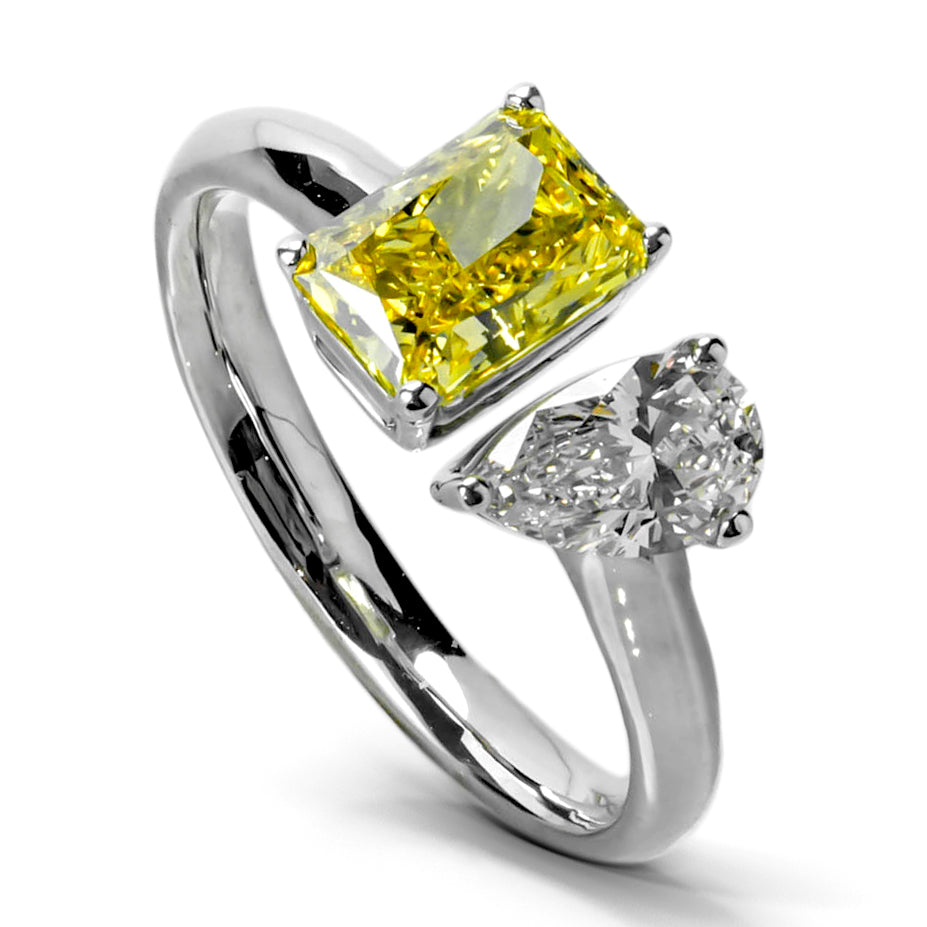 Lab Grown Diamond Ring Radiant Pear Yellow