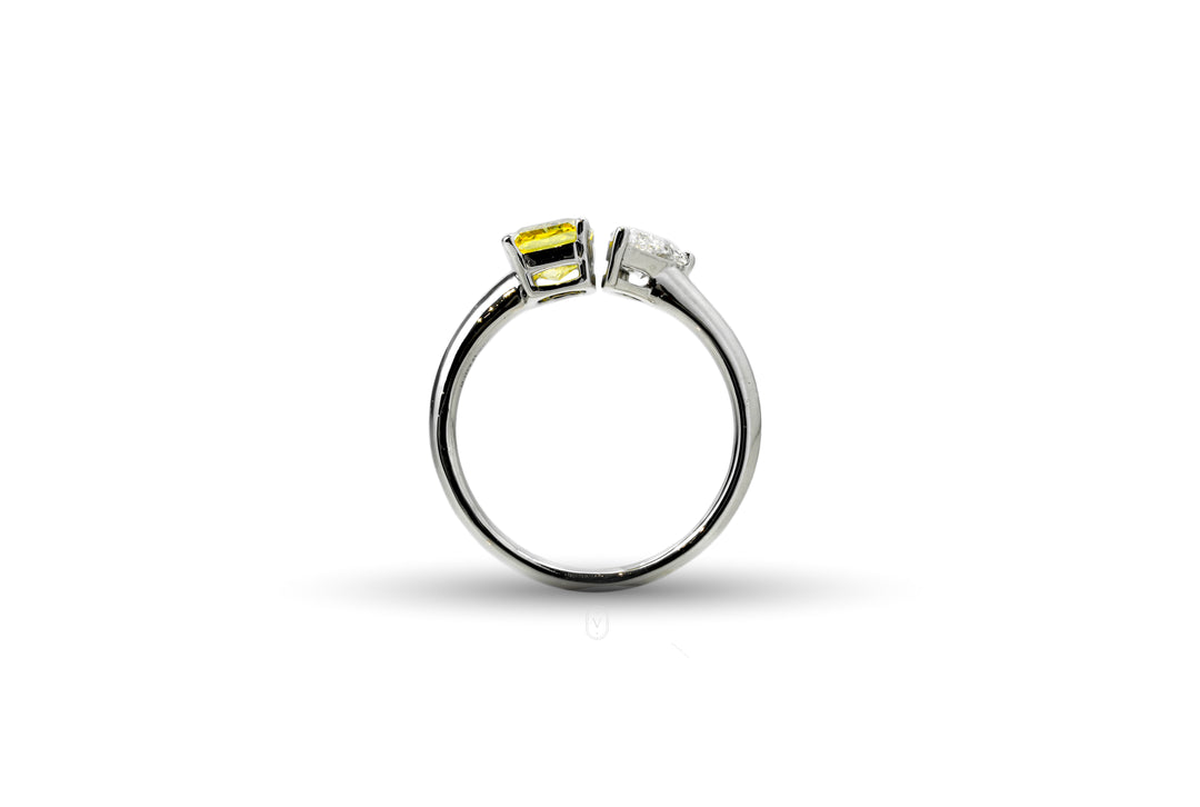 Lab Grown Diamond Ring Radiant Pear Yellow