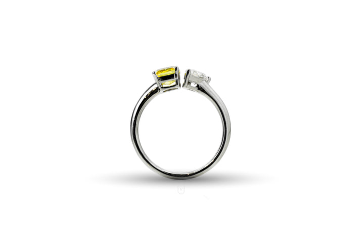 Lab Grown Diamond Ring Radiant Pear Yellow