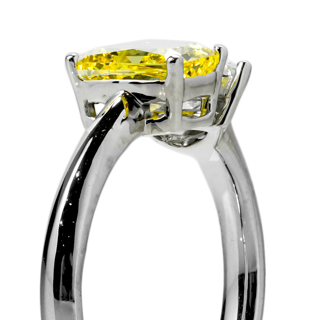 Lab Grown Diamond Ring Radiant Pear Yellow