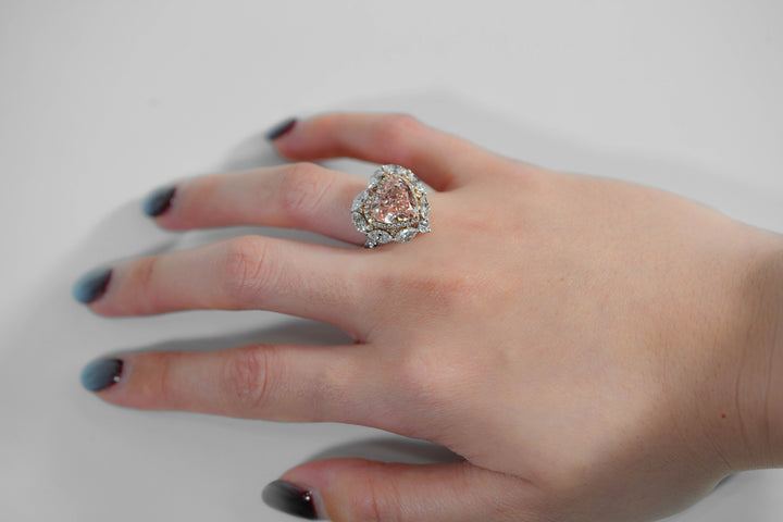 SERENA TWOTONE ROSEGOLD RING 5CT HEART CUT LAB DIAMOND