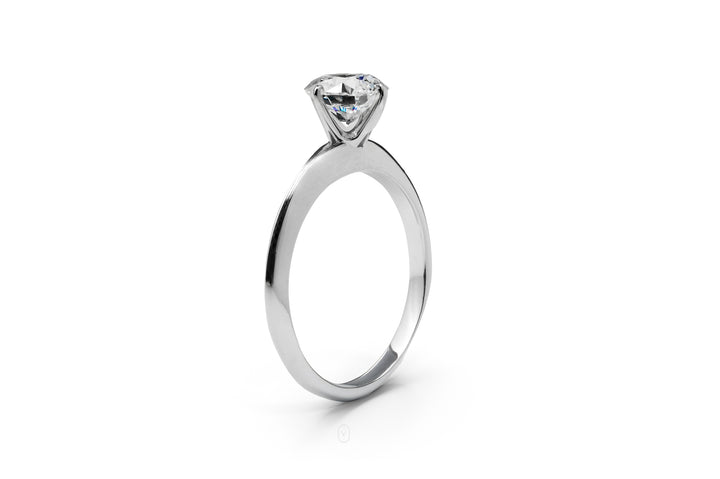 TIFFANY-STYLE WHITEGOLD RING 1CT ROUND CUT LAB DIAMOND