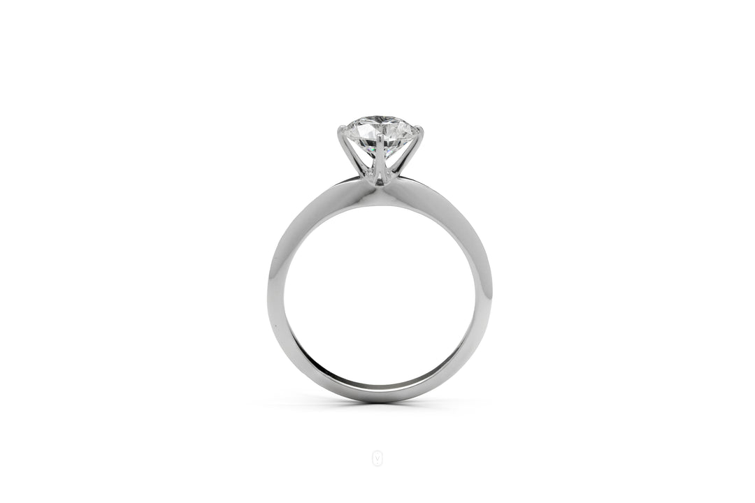 TIFFANY-STYLE WHITEGOLD RING 1CT ROUND CUT LAB DIAMOND