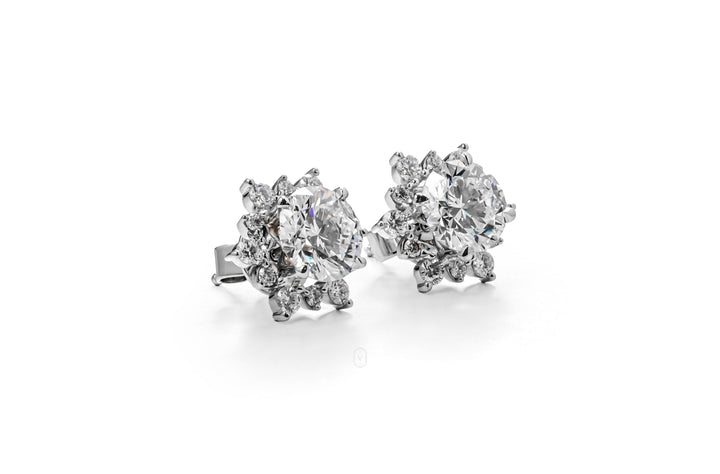FLORA WHITEGOLD STUD EARRINGS 1.5CT EACH ROUND CUT LAB DIAMOND