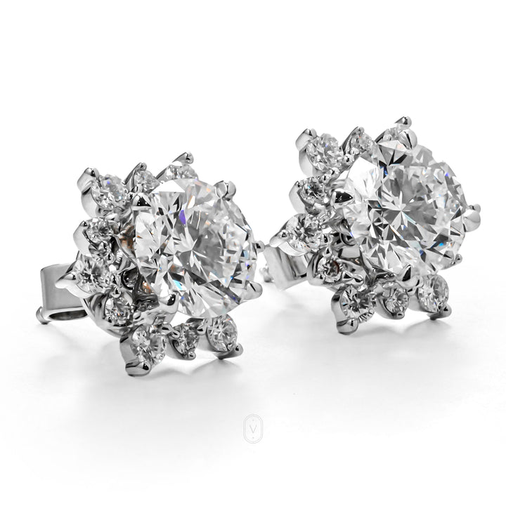 FLORA WHITEGOLD STUD EARRINGS 1.5CT EACH ROUND CUT LAB DIAMOND