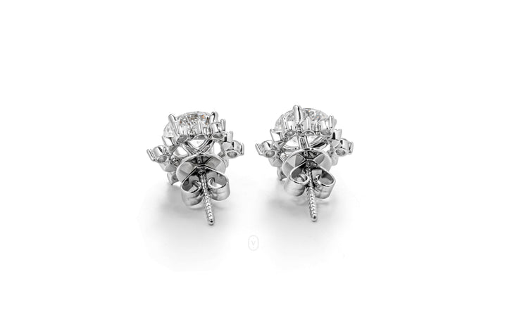 FLORA WHITEGOLD STUD EARRINGS 1.5CT EACH ROUND CUT LAB DIAMOND