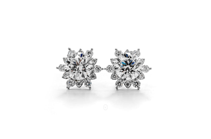 FLORA WHITEGOLD STUD EARRINGS 1.5CT EACH ROUND CUT LAB DIAMOND