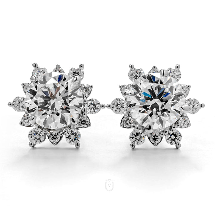 FLORA WHITEGOLD STUD EARRINGS 1.5CT EACH ROUND CUT LAB DIAMOND