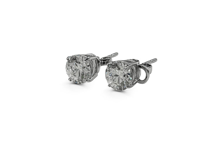 SIERRA WHITEGOLD STUD EARRINGS 1CT EACH ROUND CUT LAB DIAMOND