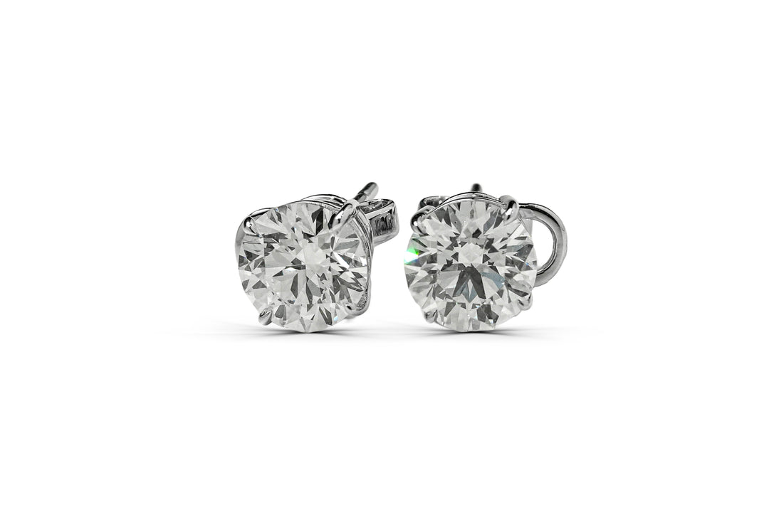SIERRA WHITEGOLD STUD EARRINGS 1CT EACH ROUND CUT LAB DIAMOND