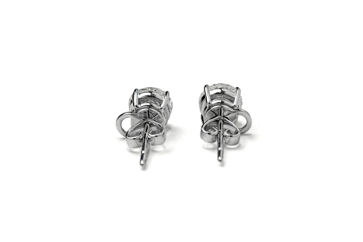 SIERRA WHITEGOLD STUD EARRINGS 1CT EACH ROUND CUT LAB DIAMOND