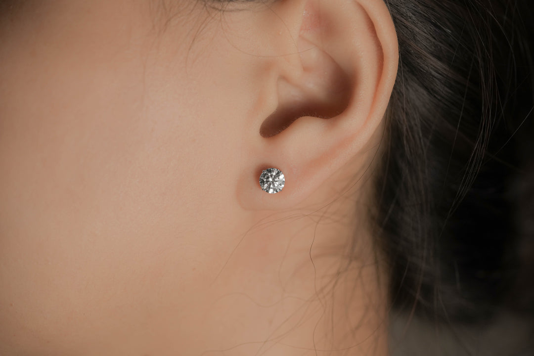 SIERRA WHITEGOLD STUD EARRINGS 1CT EACH ROUND CUT LAB DIAMOND
