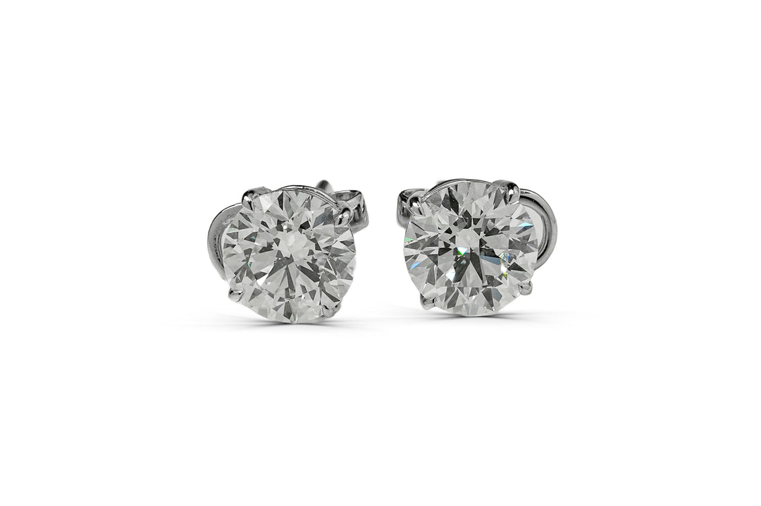 SIERRA WHITEGOLD STUD EARRINGS 1CT EACH ROUND CUT LAB DIAMOND
