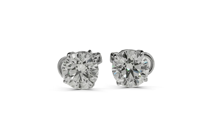 SIERRA WHITEGOLD STUD EARRINGS 1CT EACH ROUND CUT LAB DIAMOND