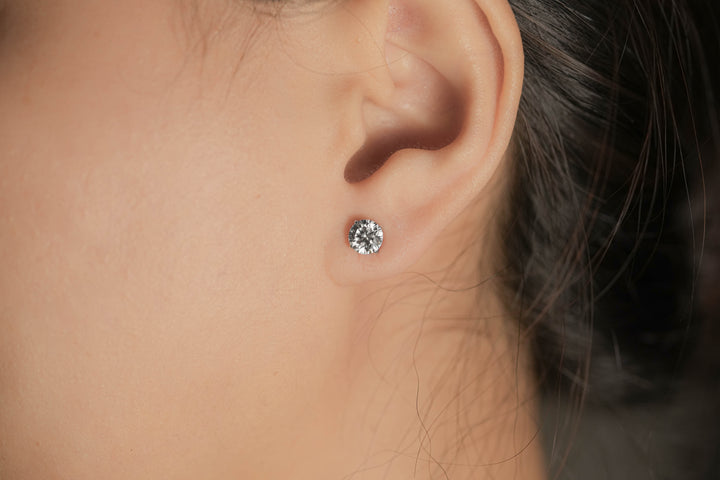 SIERRA WHITEGOLD STUD EARRINGS 1CT EACH ROUND CUT LAB DIAMOND
