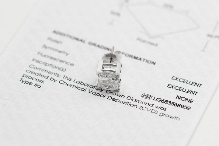 Harga Lab Grown Diamond Stud Earrings Whitegold