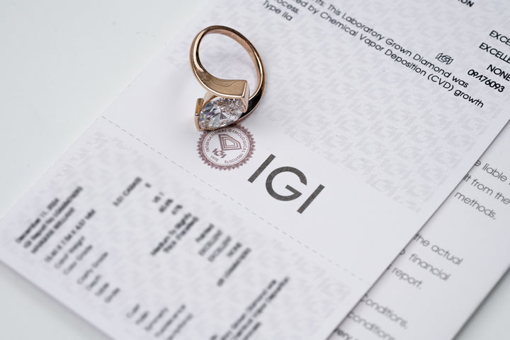 EDELWEISS ROSEGOLD RING 3CT MARQUISE CUT LAB DIAMOND