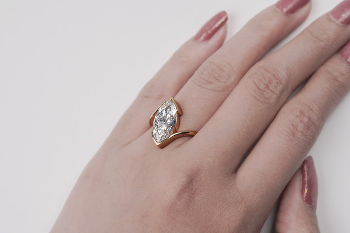 EDELWEISS ROSEGOLD RING 3CT MARQUISE CUT LAB DIAMOND