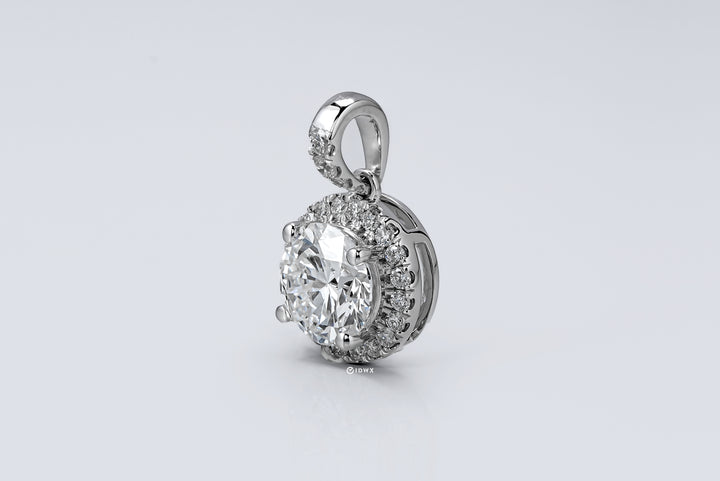 LAB DIAMOND 1CT ROUND BRILLIANT PENDANT HALO