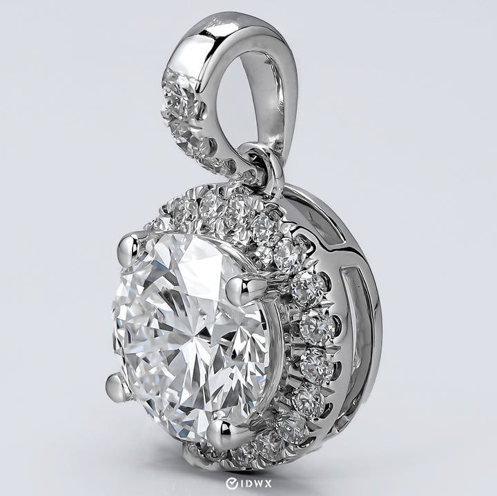 LAB DIAMOND 1CT ROUND BRILLIANT PENDANT HALO