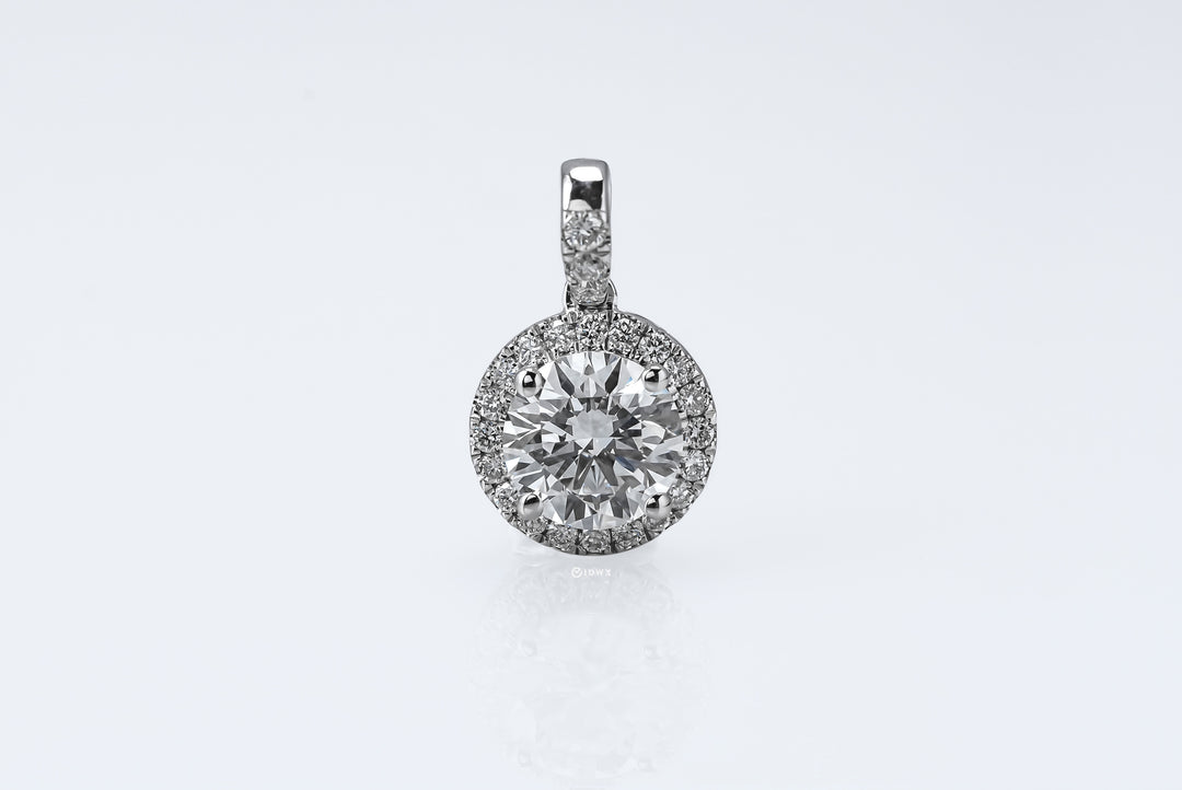 LAB DIAMOND 1CT ROUND BRILLIANT PENDANT HALO