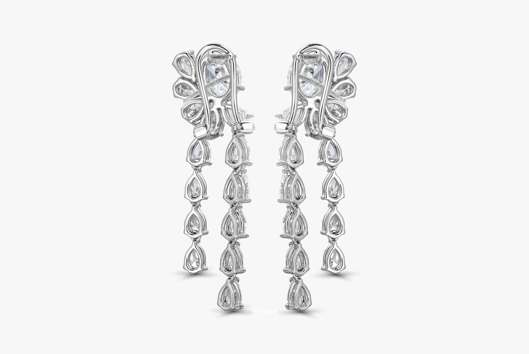 ELLIE WHITEGOLD DROP EARRINGS TOTAL 6.28CT PEAR & OVAL CUT LAB DIAMOND