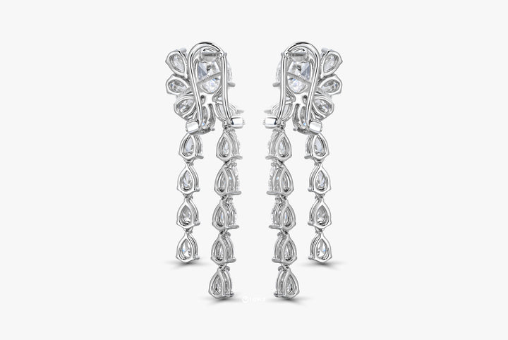 ELLIE WHITEGOLD DROP EARRINGS TOTAL 6.28CT PEAR & OVAL CUT LAB DIAMOND