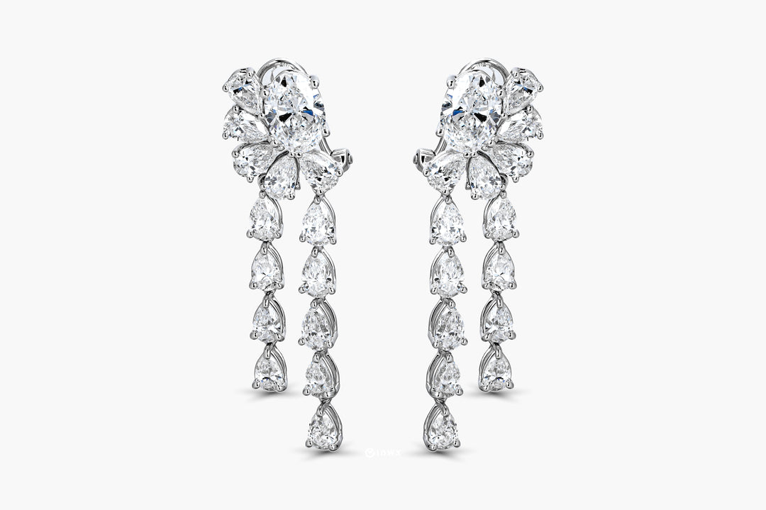 ELLIE WHITEGOLD DROP EARRINGS TOTAL 6.28CT PEAR & OVAL CUT LAB DIAMOND