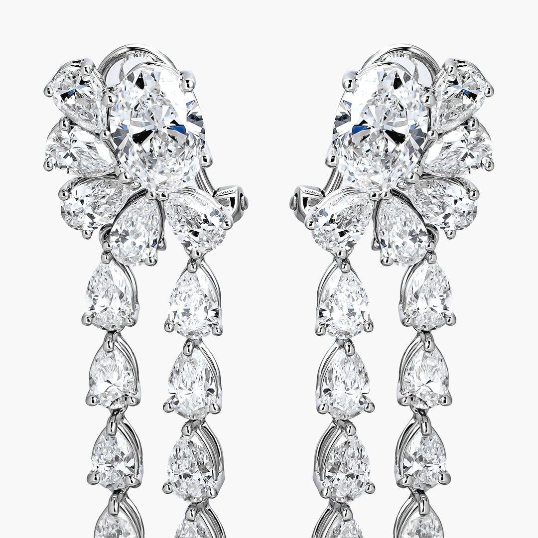 ELLIE WHITEGOLD DROP EARRINGS TOTAL 6.28CT PEAR & OVAL CUT LAB DIAMOND