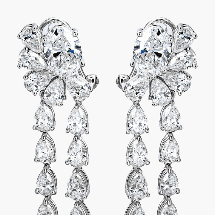 ELLIE WHITEGOLD DROP EARRINGS TOTAL 6.28CT PEAR & OVAL CUT LAB DIAMOND