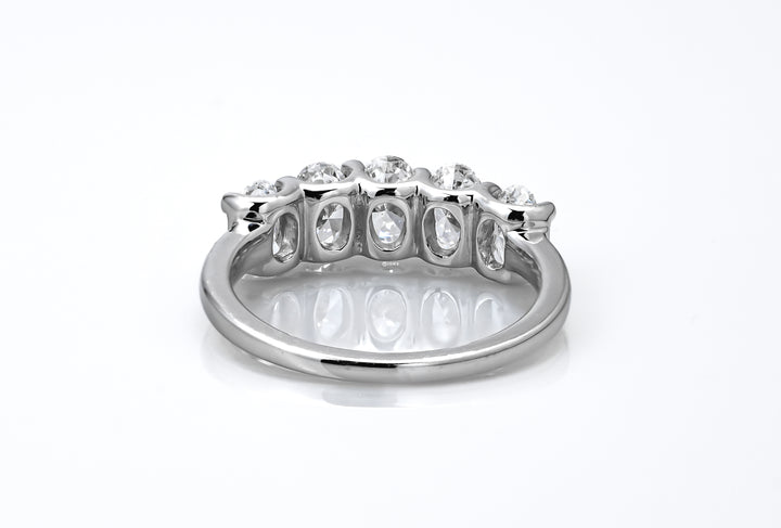 LAB DIAMOND 1.5CT 5 STONES OVAL BRILLIANT WHITEGOLD ETERNITY RING