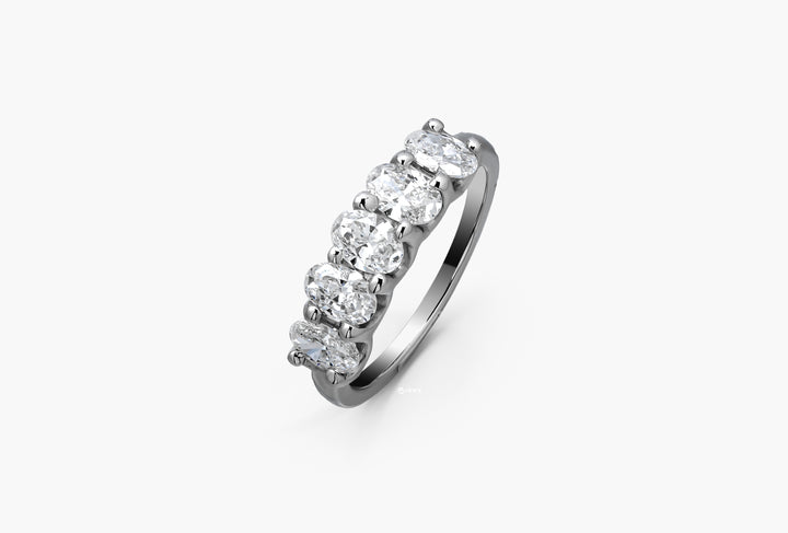 LAB DIAMOND 1.5CT 5 STONES OVAL BRILLIANT WHITEGOLD ETERNITY RING