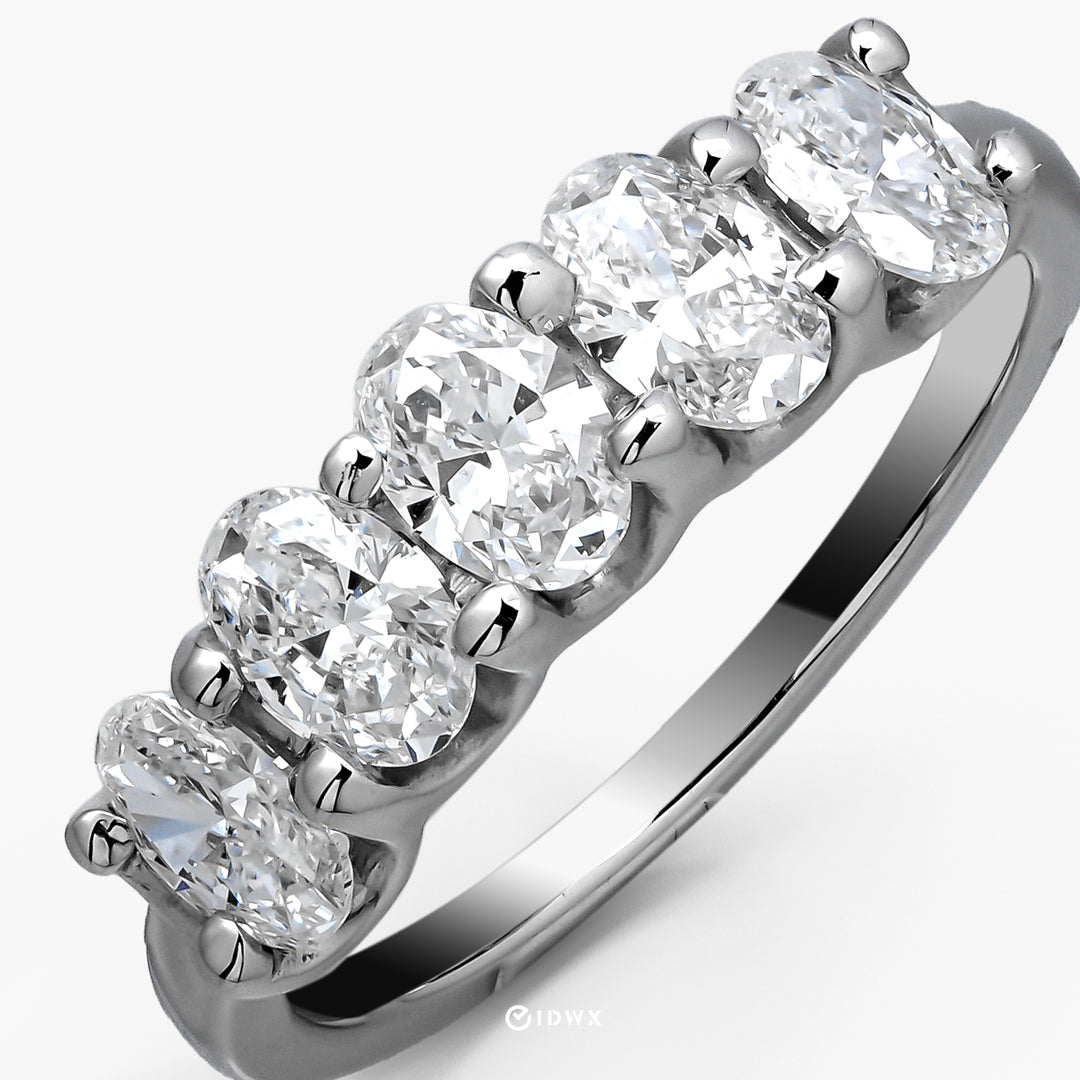 LAB DIAMOND 1.5CT 5 STONES OVAL BRILLIANT WHITEGOLD ETERNITY RING