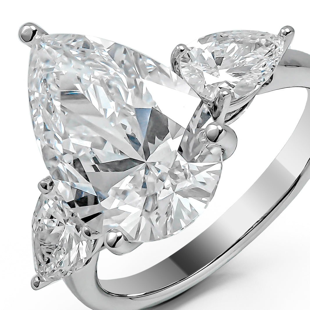 Pear Three Stones Ring