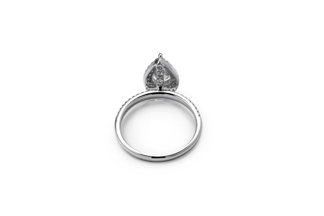 LAB DIAMOND 1CT PEAR BRILLIANT SIDE STONE WHITEGOLD HALO RING