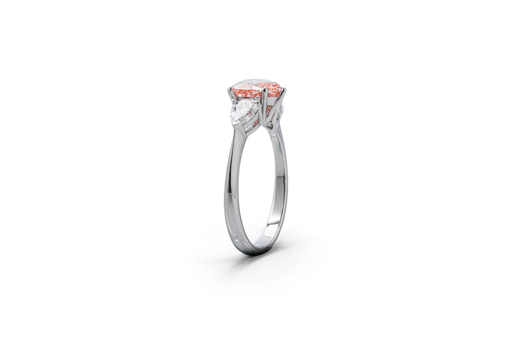 Pink Heart Three Stones Ring