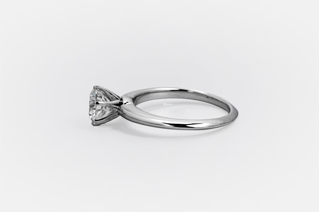 TIFFANY-STYLE WHITEGOLD RING 1CT ROUND CUT LAB DIAMOND