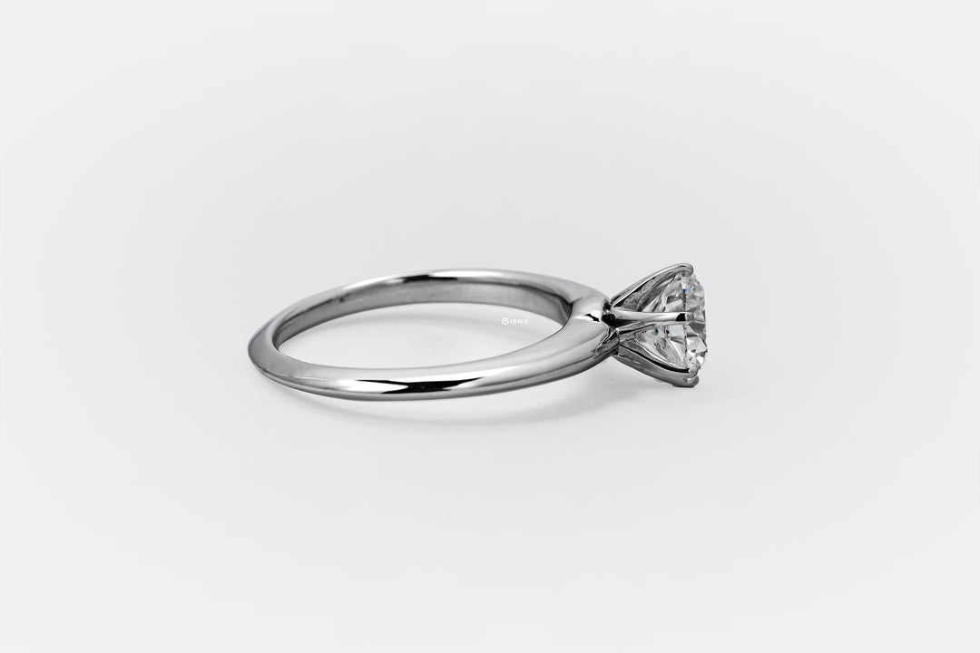 TIFFANY-STYLE WHITEGOLD RING 1CT ROUND CUT LAB DIAMOND