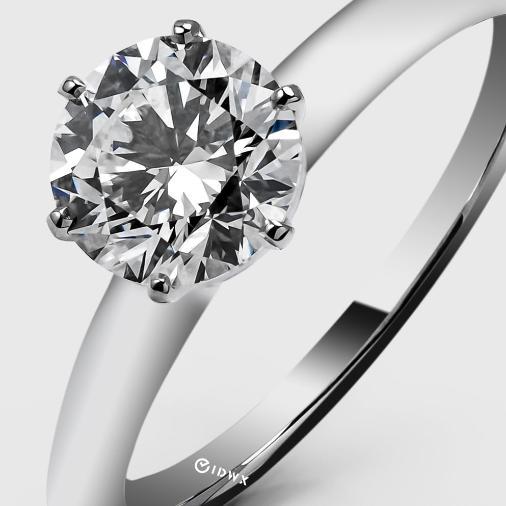 TIFFANY-STYLE WHITEGOLD RING 1CT ROUND CUT LAB DIAMOND – VUE