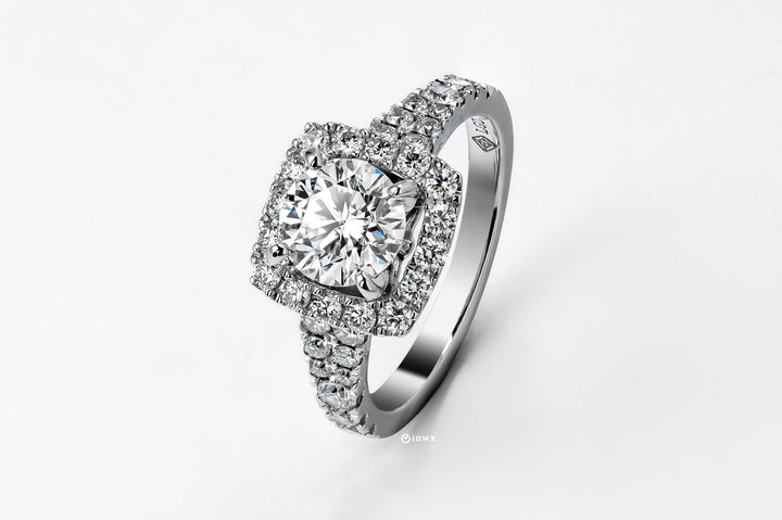 LAB DIAMOND 1.25CT ROUND BRILLIANT CUSHION HALO RUTH RING