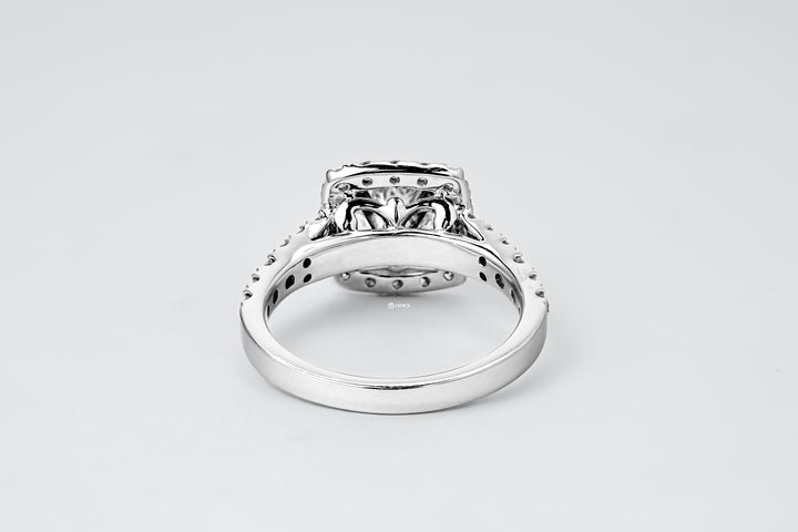 LAB DIAMOND 1.25CT ROUND BRILLIANT CUSHION HALO RUTH RING