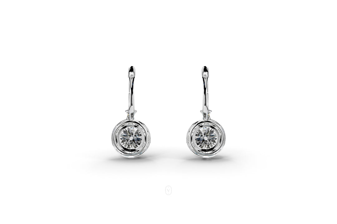 Round Drop Halo Earrings