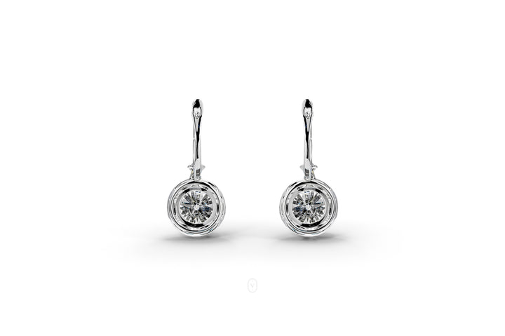 Round Drop Halo Earrings