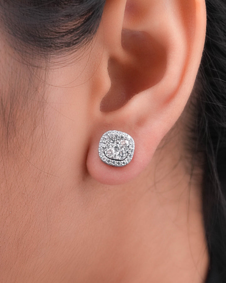 Round Stud Halo Earrings