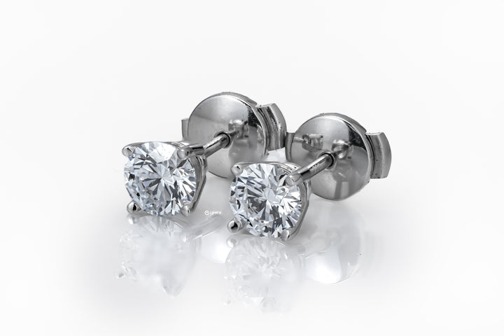 LAB DIAMOND 0.99CT ROUND BRILLIANT STUD WHITEGOLD EARRINGS