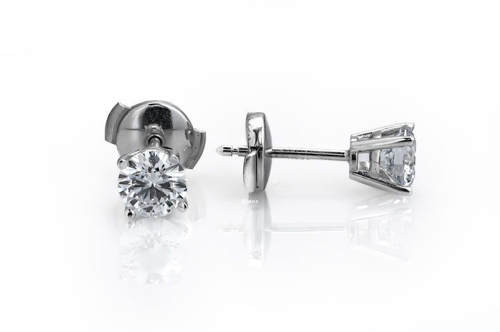 LAB DIAMOND 0.99CT ROUND BRILLIANT STUD WHITEGOLD EARRINGS